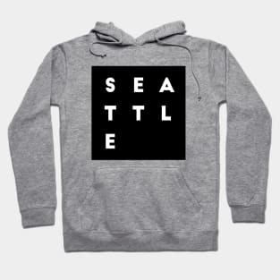 Seattle | Black square letters Hoodie